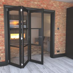 Green & Taylor Heritage 3-Door 1-Clear Light Primed Black Wooden Traditional Internal Bi-Fold Door 2060mm x 1905mm