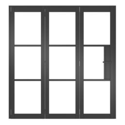 Green & Taylor Heritage 3-Door 1-Clear Light Primed Black Wooden Traditional Internal Bi-Fold Door 2060mm x 1905mm