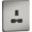 Knightsbridge  13A 1-Gang Unswitched Socket Brushed Chrome with Black Inserts