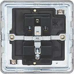 Knightsbridge  13A 1-Gang Unswitched Socket Brushed Chrome with Black Inserts