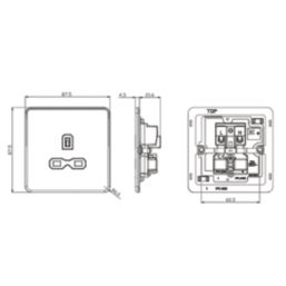 Knightsbridge  13A 1-Gang Unswitched Socket Brushed Chrome with Black Inserts