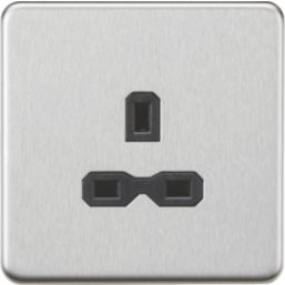 Knightsbridge  13A 1-Gang Unswitched Socket Brushed Chrome with Black Inserts
