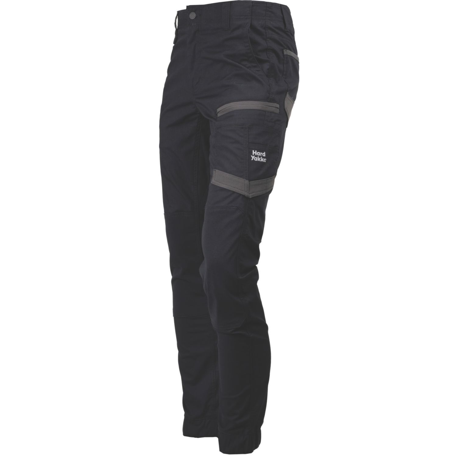 Hard Yakka Raptor Cuff Work Trousers Black 40" W 32" L (950RV)