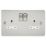 Knightsbridge  13A 2-Gang DP Switched Double Socket Brushed Chrome  with White Inserts