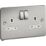 Knightsbridge  13A 2-Gang DP Switched Double Socket Brushed Chrome  with White Inserts