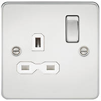Knightsbridge FPR7000PCW 13A 1-Gang DP Switched Single Socket Polished Chrome  with White Inserts