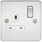 Knightsbridge  13A 1-Gang DP Switched Single Socket Polished Chrome  with White Inserts