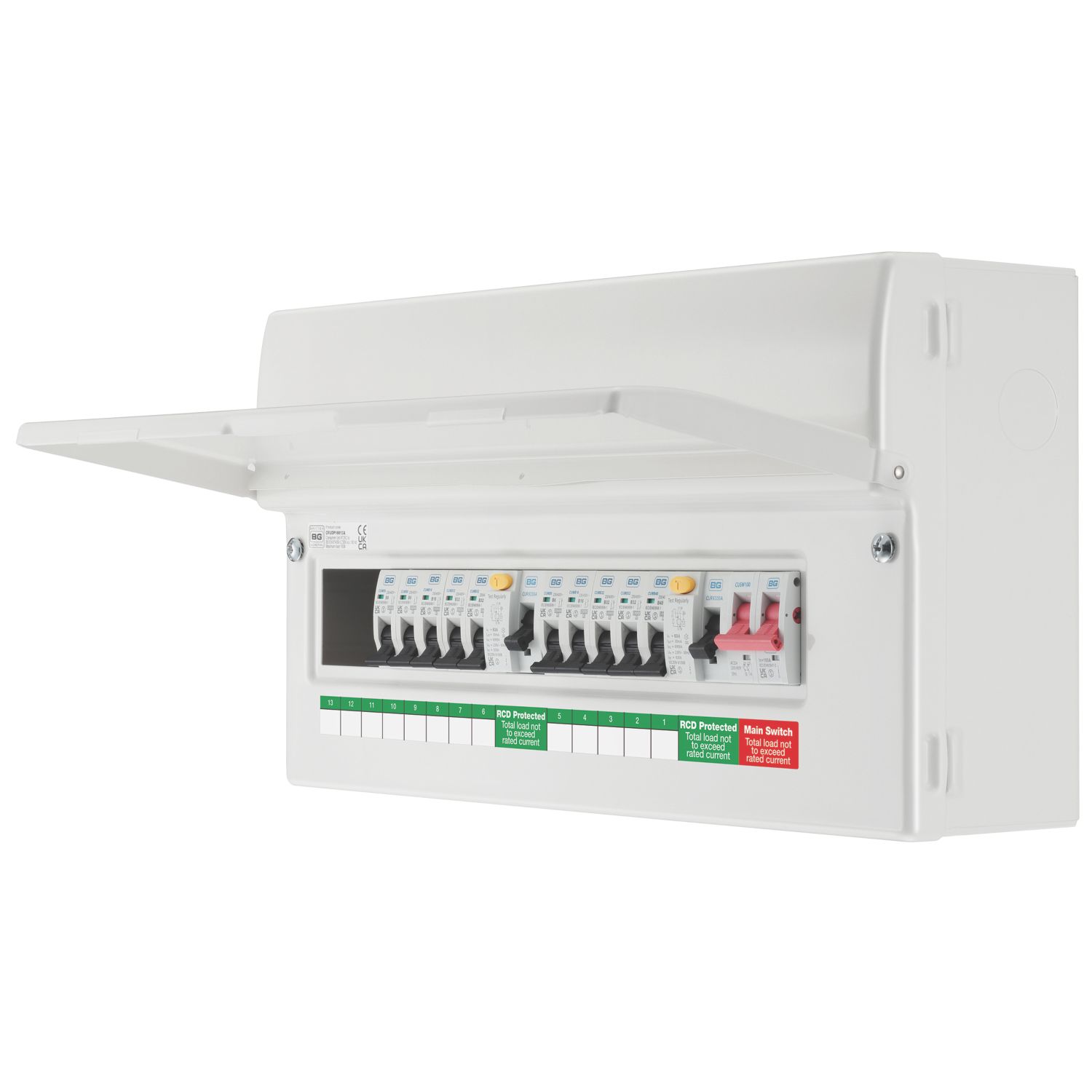 British General Fortress 19-Module 13-Way Part-Populated High Integrity Dual RCD Consumer Unit (950VF)