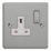 Varilight  13A 1-Gang 2-Pole Switched Socket Brushed Steel  with White Inserts