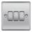 British General Nexus Metal 10AX 3-Gang 2-Way Light Switch  Brushed Steel