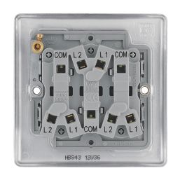 British General Nexus Metal 10AX 3-Gang 2-Way Light Switch  Brushed Steel