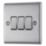 British General Nexus Metal 10AX 3-Gang 2-Way Light Switch  Brushed Steel
