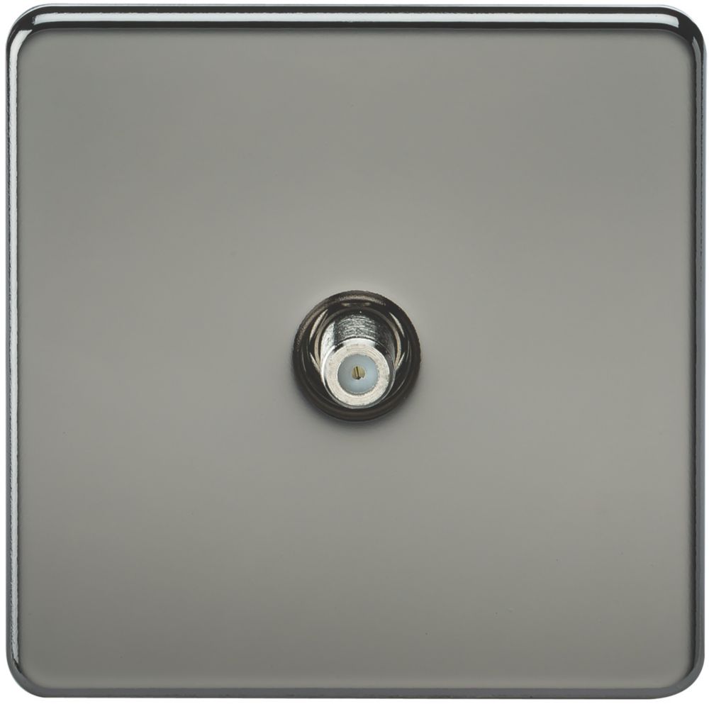 Knightsbridge 1-Gang F-Type Satellite Socket Black Nickel - Screwfix