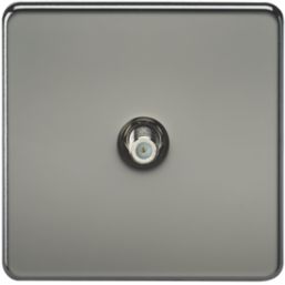 Knightsbridge  1-Gang F-Type Satellite Socket Black Nickel