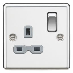 Knightsbridge CL7PCG 13A 1-Gang DP Switched Single Socket Polished Chrome  with Colour-Matched Inserts