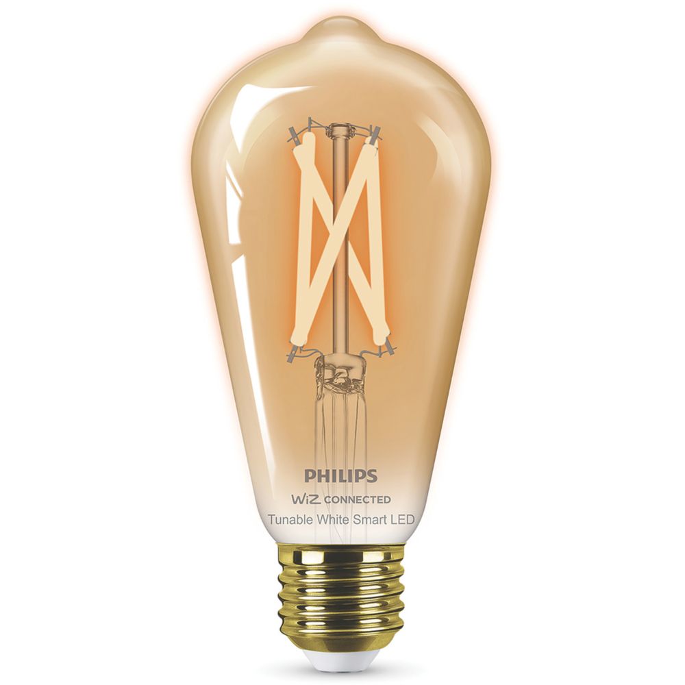 Philips Amber E27 ES ST64 LED Smart Light Bulb 7W 640lm - Screwfix