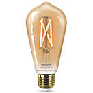 Philips Amber E27 ES ST64 LED Smart Light Bulb 7W 640lm