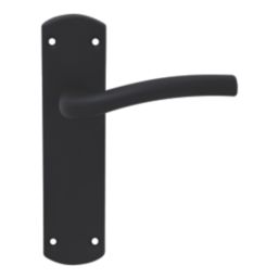 Cooke & Lewis Corfe Fire Rated Latch Lever on Backplate Handle Pair Matt Black