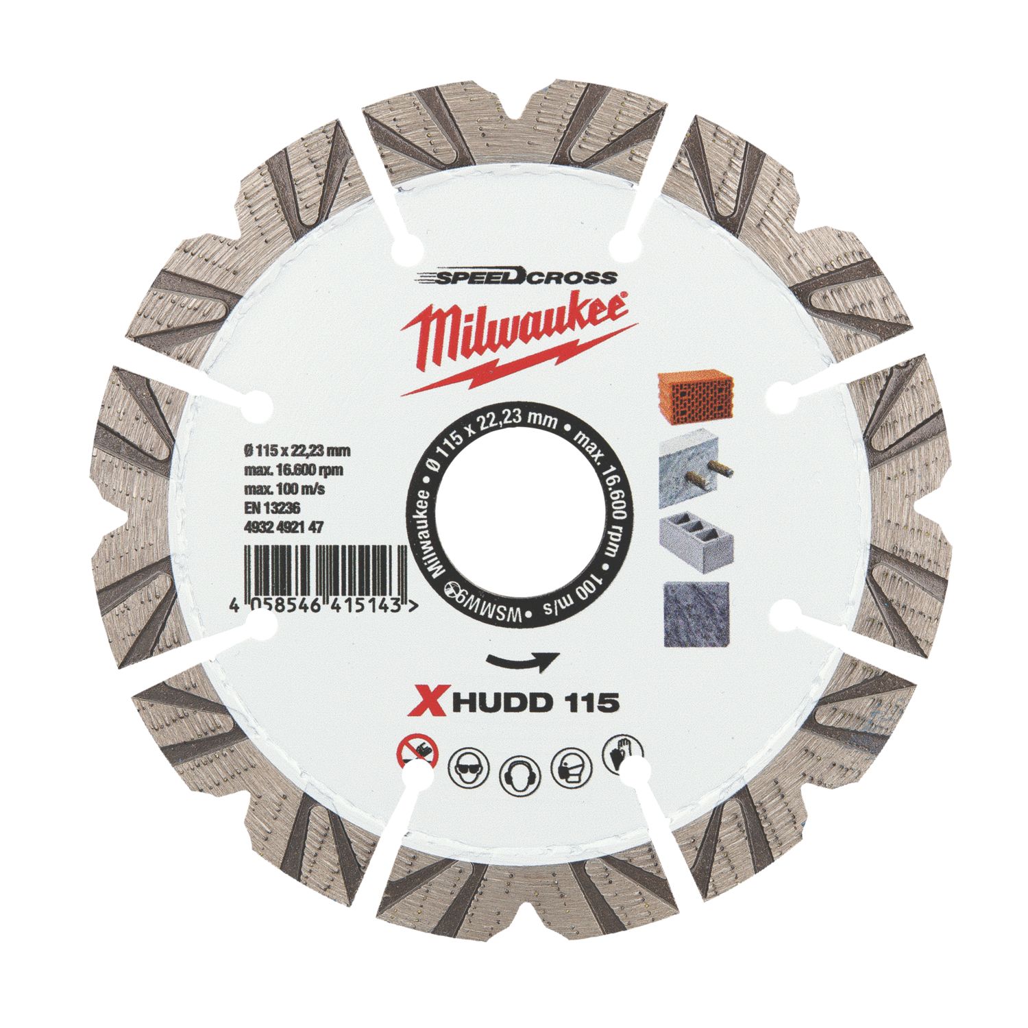 Milwaukee Premium Speedcross XHUDD Multi-Material Diamond Blade 115mm x 22.23mm (952GE)