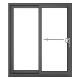 Crystal  Right-Handed Anthracite Grey uPVC Sliding Patio Door Set 2090mm x 2390mm