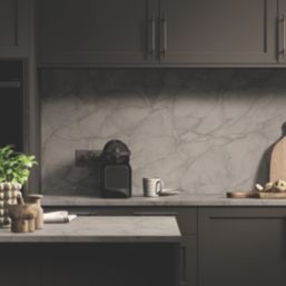 Wilsonart Omega Sleek Emperador Square Edge Matt Grey Marble Effect Laminate Breakfast Bar 3000mm x 900mm x 38mm