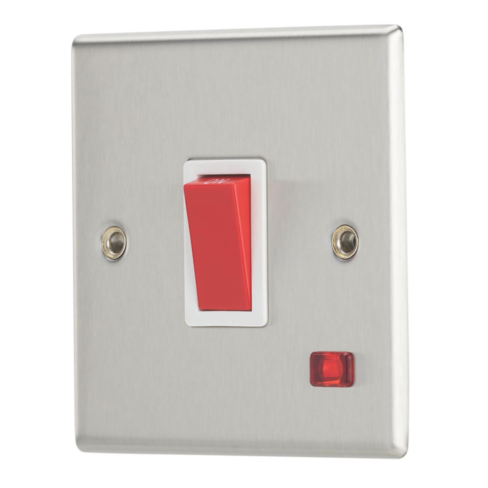 Contactum iConic 32A 1-Gang DP Control Switch Brushed Steel with Neon ...