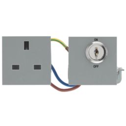 British General  13A Modular Key Switch Switched Socket Grey