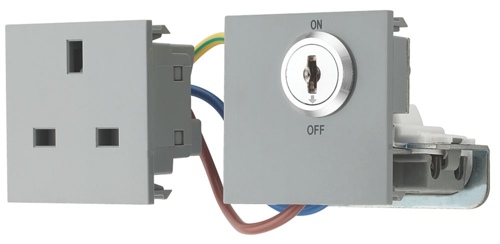 British General 13A Modular Key Switch Switched Socket Grey - Screwfix