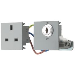 British General  13A Modular Key Switch Switched Socket Grey
