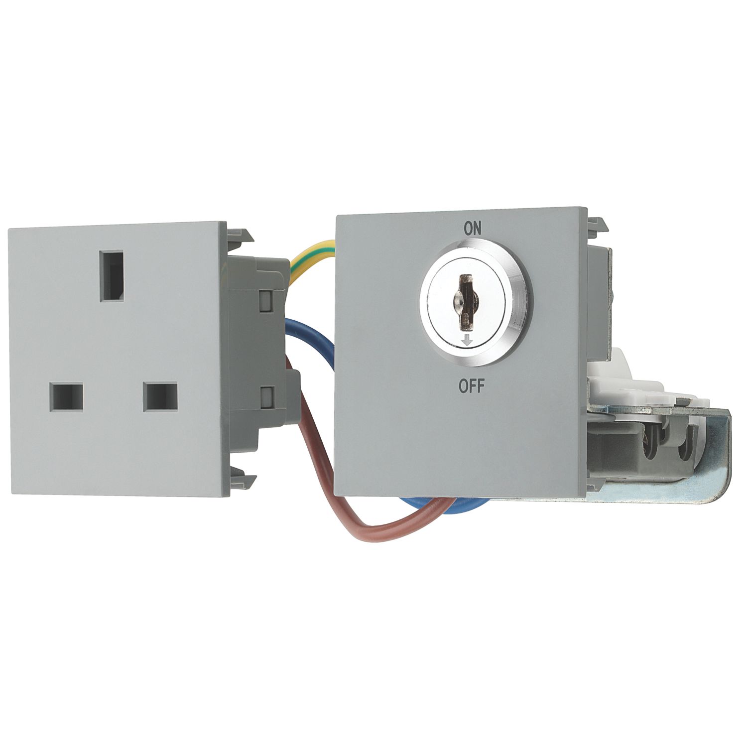 British General 13A Modular Key Switch Switched Socket Grey (952XF)