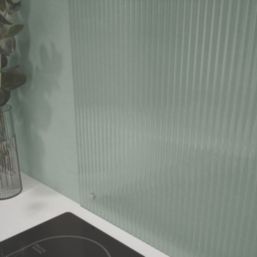 Splashback  Clear with Polished Chrome Caps Kitchen Splashback 600mm x 750mm x 4mm