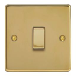 Varilight  10A 1-Gang 2-Way Light Switch  Polished Brass with Colour-Matched Inserts