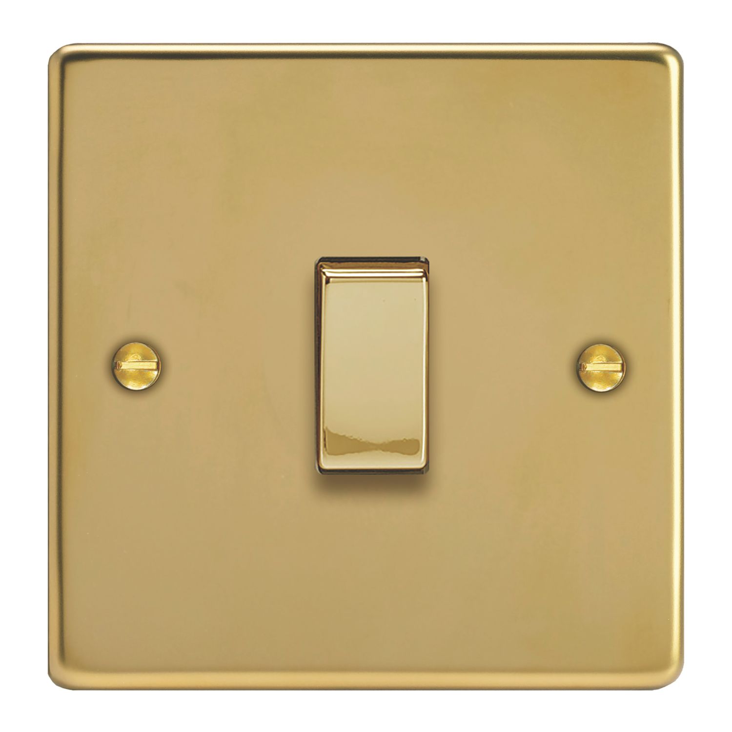 Varilight 10A 1-Gang 2-Way Light Switch Polished Brass with Colour-Matched Inserts (952YT)