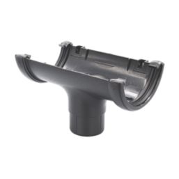 FloPlast Cast Iron Effect uPVC Round Running Outlet Black 112mm x 68mm