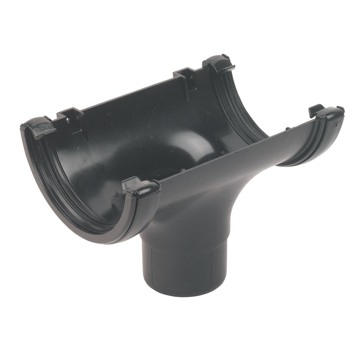 FloPlast Cast Iron Effect uPVC Round Running Outlet Black 112mm x 68mm (95301)