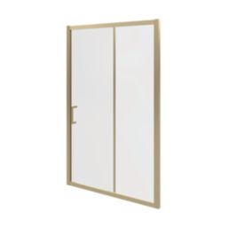 Essentials Framed Rectangular Sliding Shower Door Brushed Brass 1000mm x 1850mm