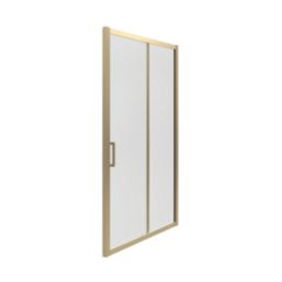 Essentials Framed Rectangular Sliding Shower Door Brushed Brass 1000mm x 1850mm