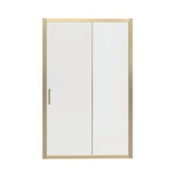 Essentials Framed Rectangular Sliding Shower Door Brushed Brass 1000mm x 1850mm