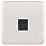 Schneider Electric Lisse Deco 1-Gang Slave Telephone Socket Brushed Stainless Steel with Black Inserts