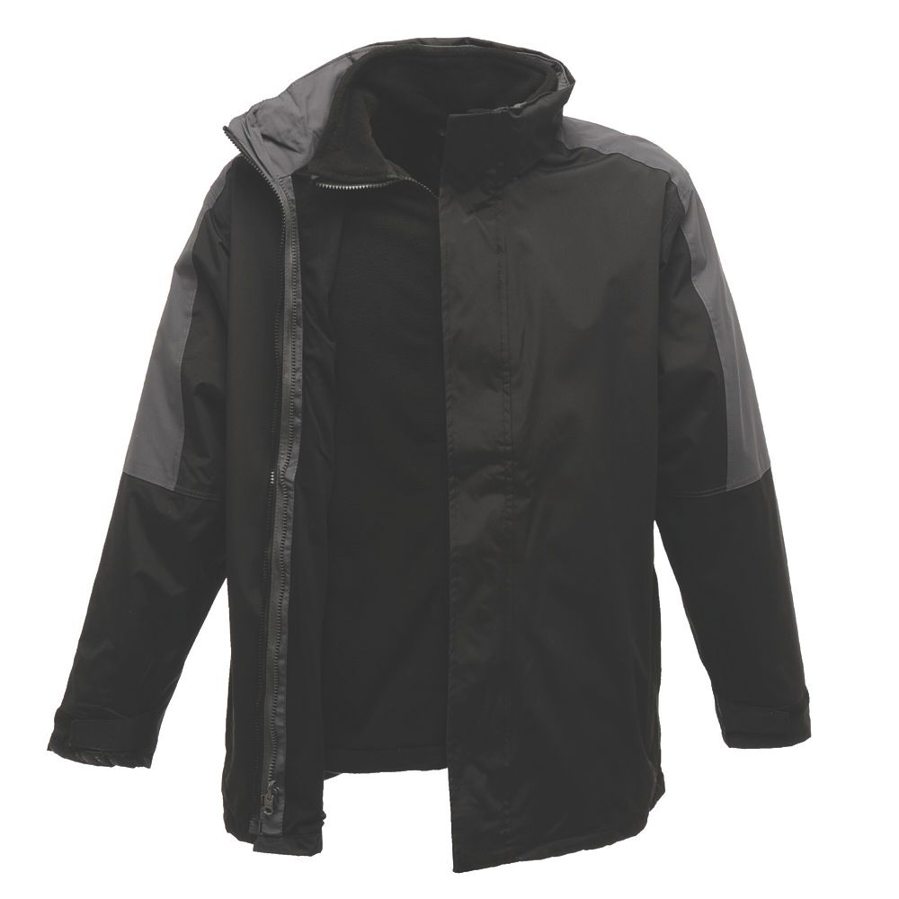 Regatta Defender III 3-in-1 Waterproof Jacket Black / Seal Grey X Large ...