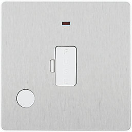 British General Evolve 13A Unswitched Fused Spur with LED Brushed Steel with White Inserts