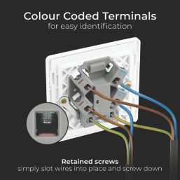 British General Evolve 13A Unswitched Fused Spur with LED Brushed Steel with White Inserts