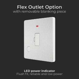 British General Evolve 13A Unswitched Fused Spur with LED Brushed Steel with White Inserts