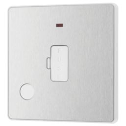 British General Evolve 13A Unswitched Fused Spur with LED Brushed Steel with White Inserts