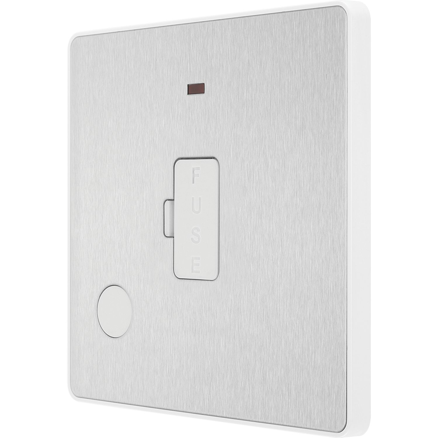 British General Evolve 13A Unswitched Fused Spur with LED Brushed Steel with White Inserts (953PX)