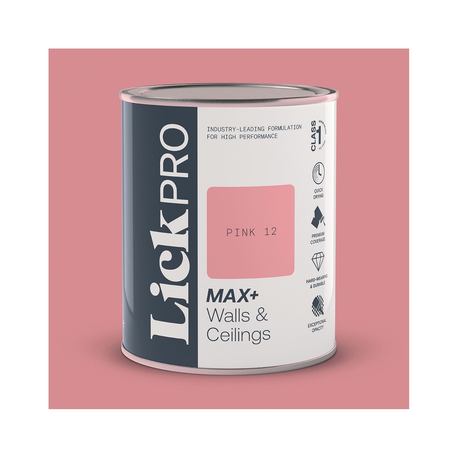LickPro Max+ 1Ltr Pink 12 Matt Emulsion Paint (953TM)