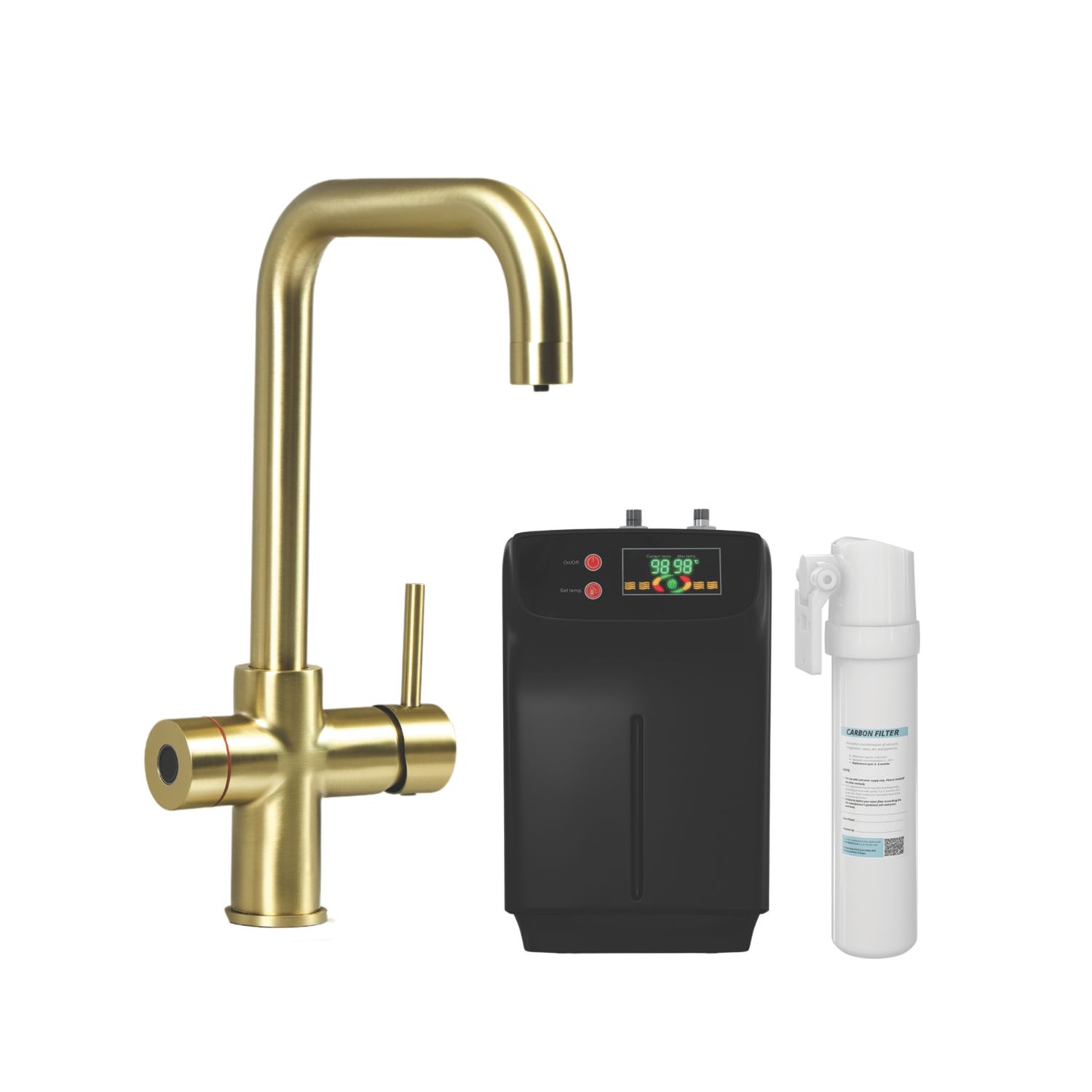 Imprompta Biometric Fingerprint Controlled 4-in-1 Instant Boiling Water Tap Brushed Brass (953YU)