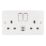 Hager Sollysta WMSS82-USBCC 13A 2-Gang 2P+E Switched Socket + 3.1A 27W 2-Outlet Type C USB Charger White
