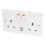Hager Sollysta WMSS82-USBCC 13A 2-Gang 2P+E Switched Socket + 3.1A 27W 2-Outlet Type C USB Charger White