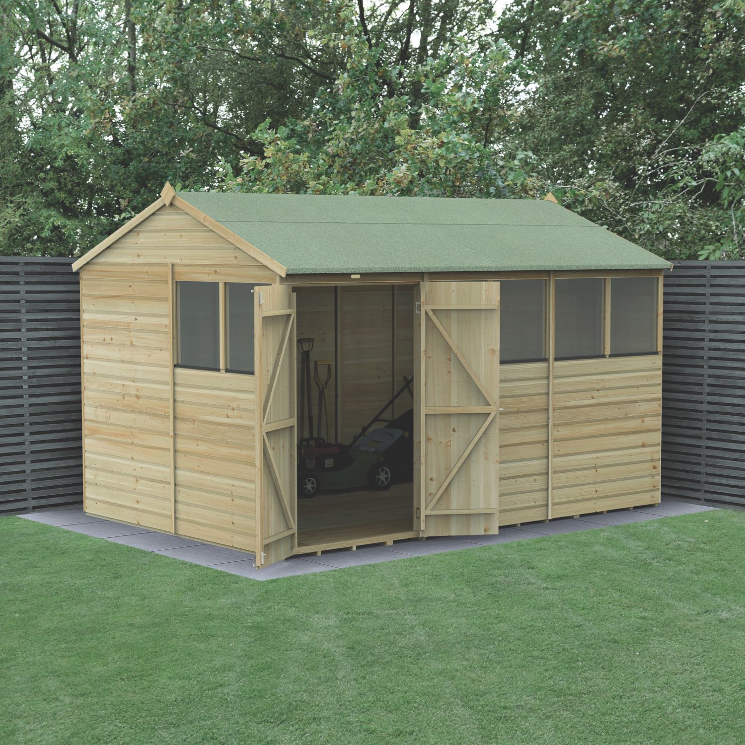 Forest Beckwood 11' 6" x 8' (Nominal) Reverse Apex Shiplap Timber Shed (954RG)